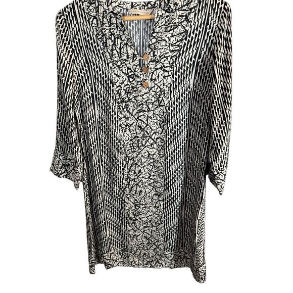 Soft Surroundings Raven Shift Dress Medium Midi  Abstract Black Beach Boho - Picture 10 of 11